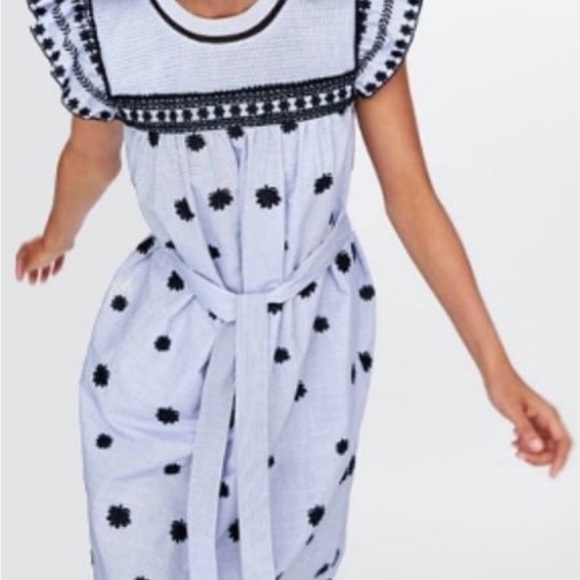 Zara | Embroidered Striped Midi Dress - Picture 2 of 8